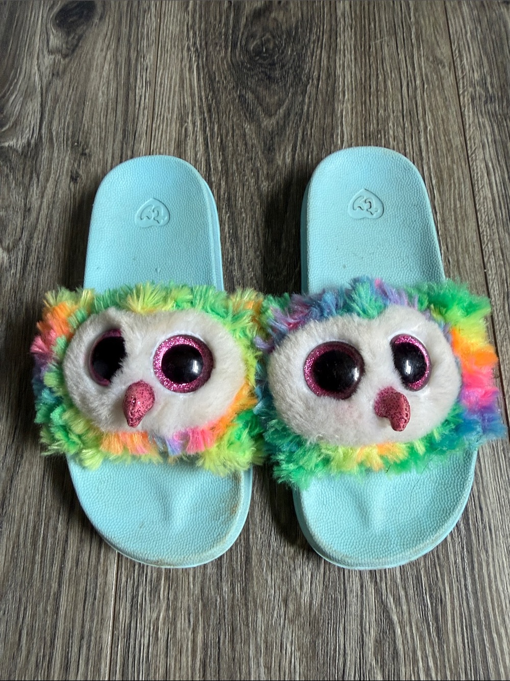 Ty Kids Rainbow Owl Slide Sandals - Light Blue